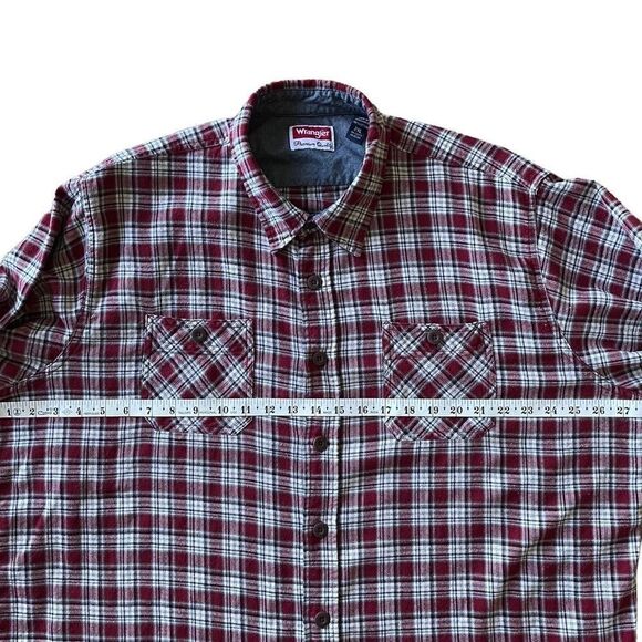 Wrangler Red Plaid Long Sleeve Button Down Flannel Shirt Men’s Size 2XL - Picture 7 of 7